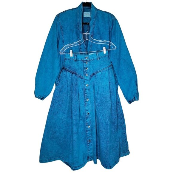 VTG 80s Sundance Size S/M Denim Jacket Skirt Set Acid Wash Country Western Long - Picture 12 of 15